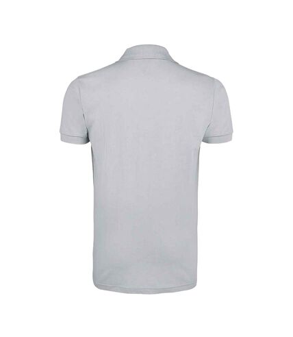 Mens prime pique plain short sleeve polo shirt pure grey SOLS