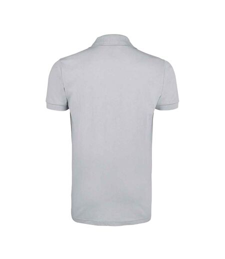 Mens prime pique plain short sleeve polo shirt pure grey SOLS