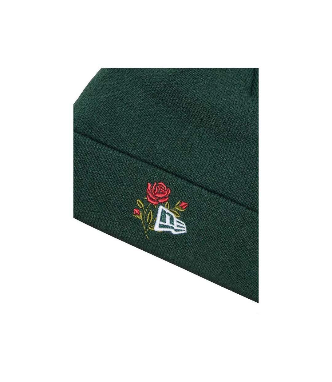 Unisex Adult Rose Knitted Cuff Beanie Green New Era-3
