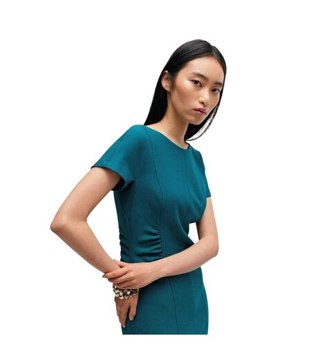 Robe Mi-longue Manches Courtes Femme Vert Boss