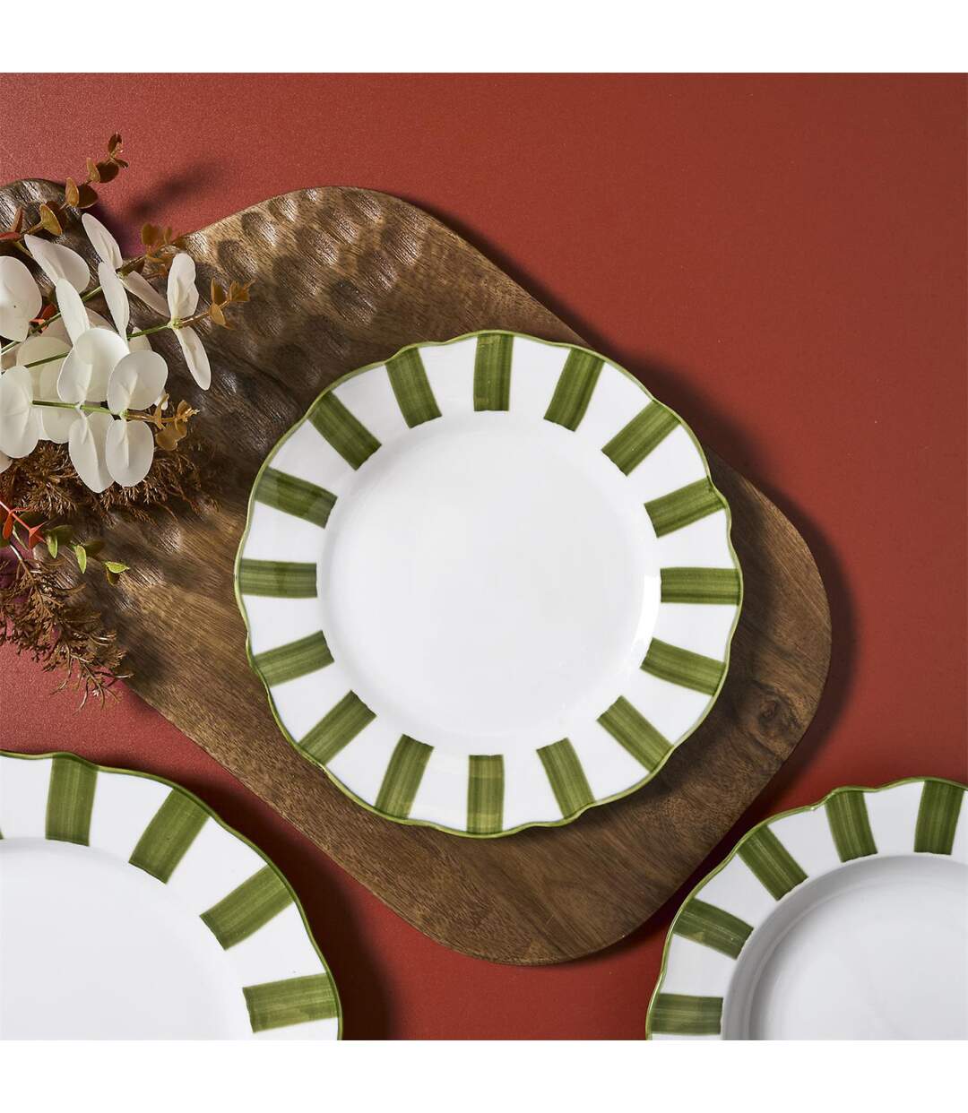 Lot de 6 Assiettes à Dessert Cleo 19cm Vert & Blanc-3