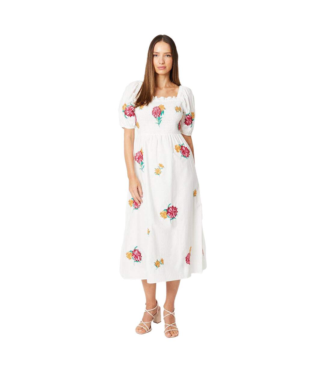 Robe mi-longue femme blanc cassé Dorothy Perkins-1