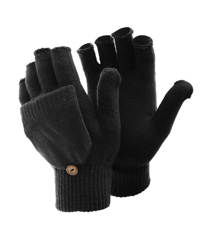 FLOSO Ladies/Womens Winter Capped Fingerless Magic Gloves (Black)
