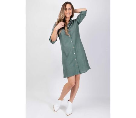 Robe chemise coupe droite unie CLAUDINE Coton Du Monde