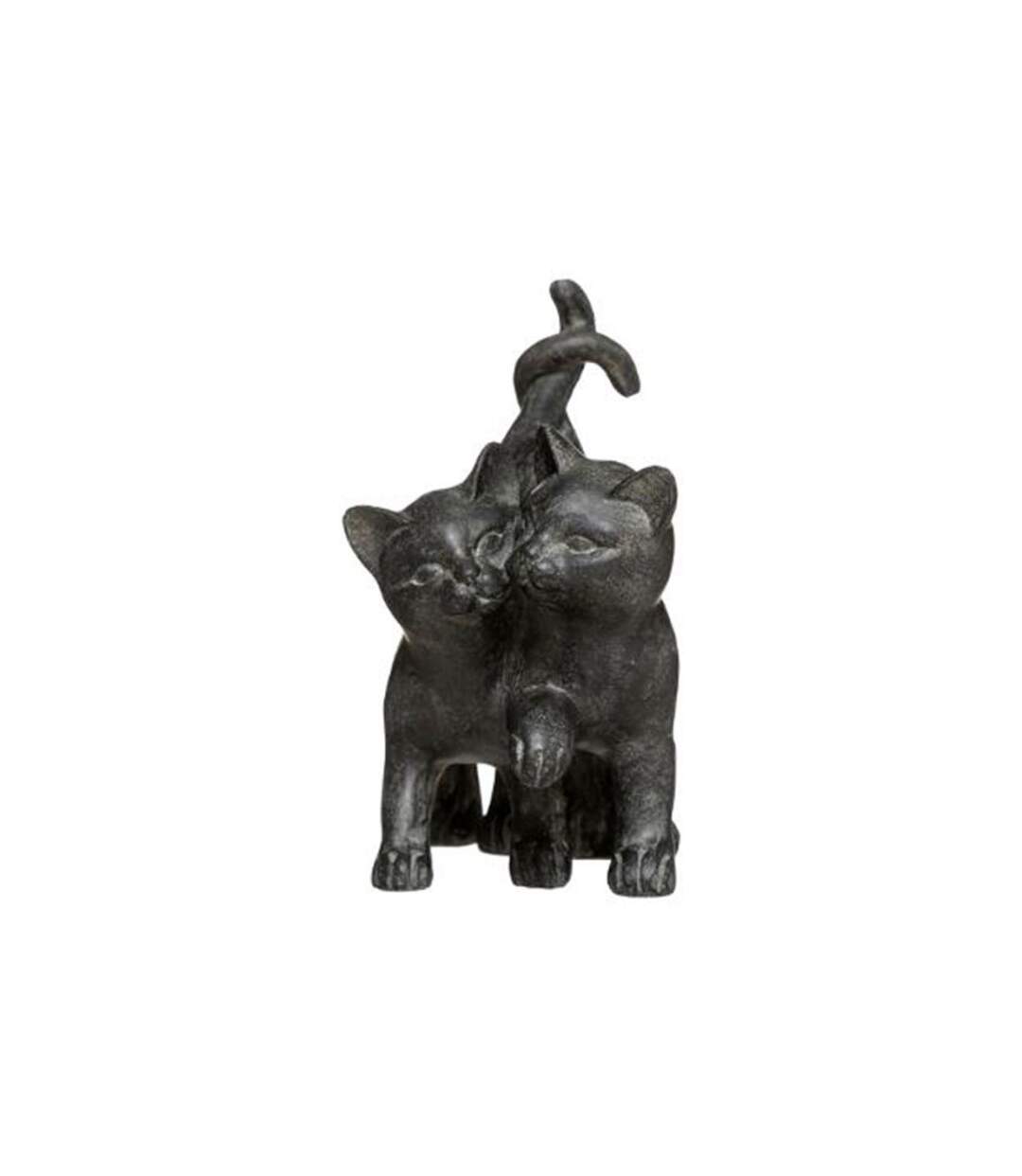Statuette Déco Couple Chatons 15cm Noir-2