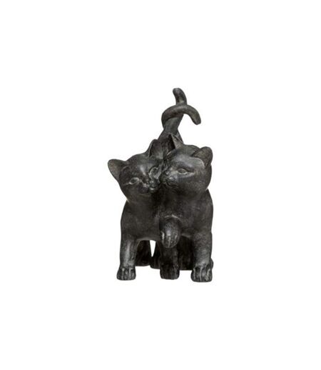 Statuette Déco Couple Chatons 15cm Noir