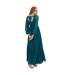 Robe Longue Manches Longues Motif/style Floral En Relief Femme Vert Sarcelle Lovedrobe-3