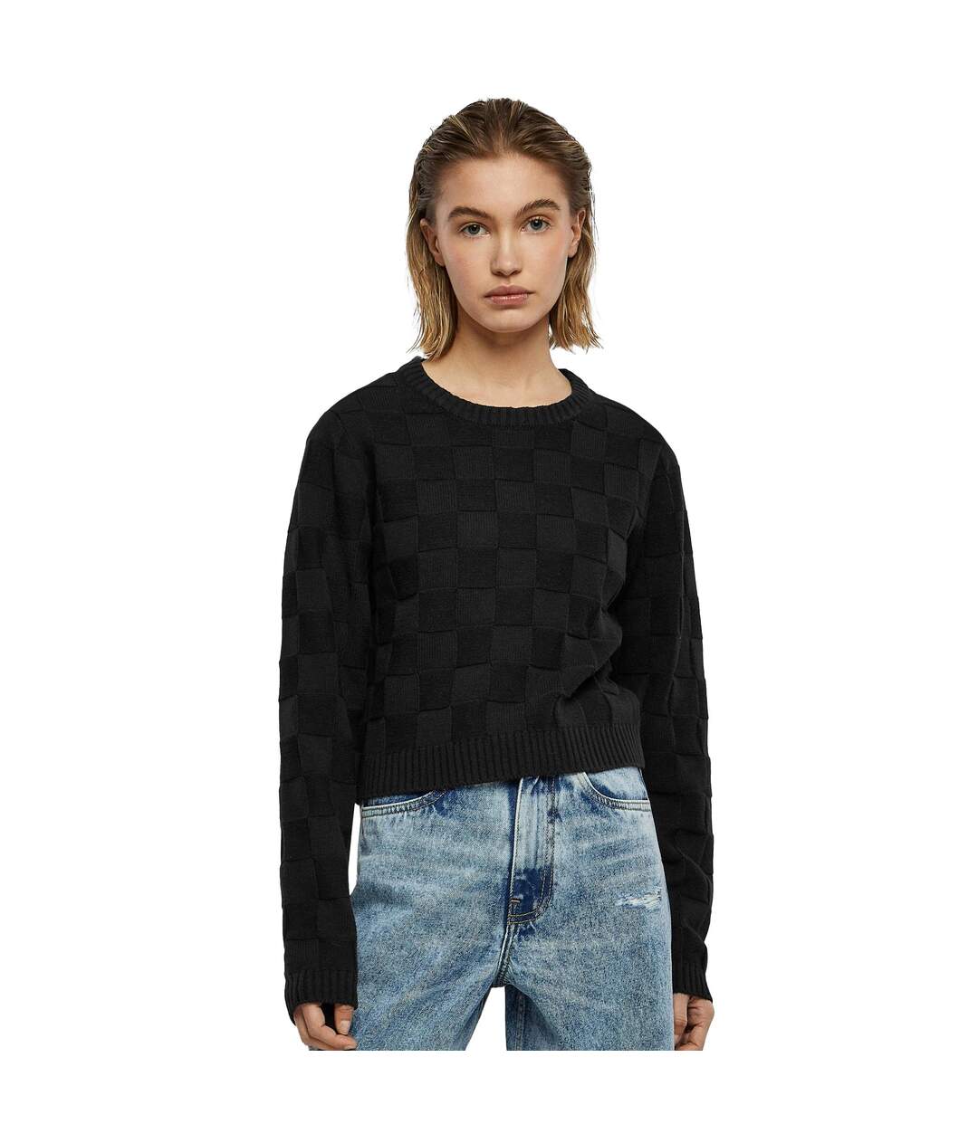 Sweat Motif/style À Carreaux Femme Noir Urban Classics-3