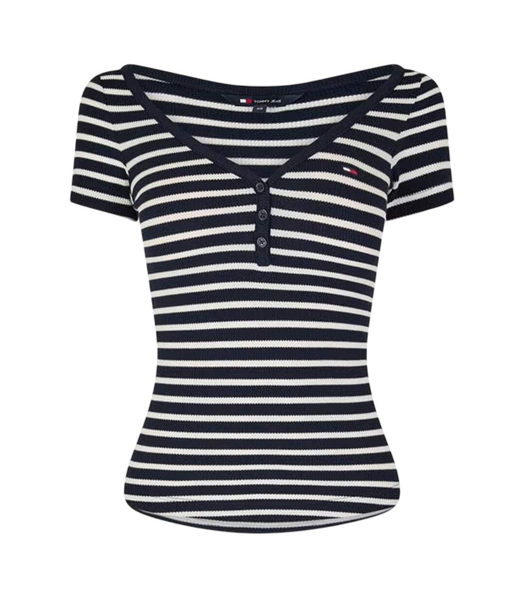 T-shirt Motif/style À Rayures Femme Bleu Marine Blanc Tommy Jeans-2