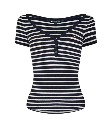T-shirt Motif/style À Rayures Femme Bleu Marine Blanc Tommy Jeans