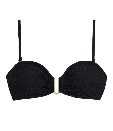 Womens/ladies Leopard Print Bikini Top Black Chelsea Peers