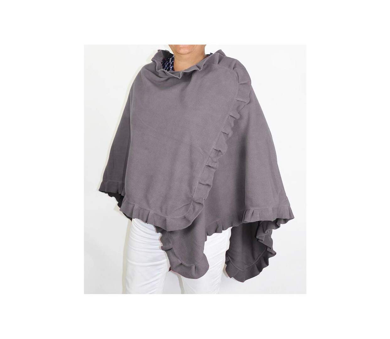 Châle / Étole Femme en Polaire Gris (Modèle Chale1G)-2
