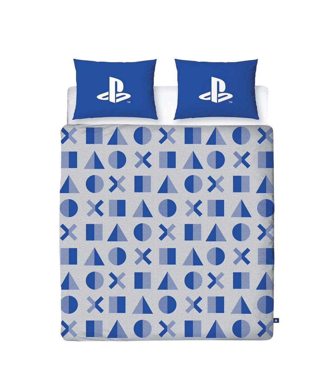 Controller Buttons Reversible Duvet Set White Blue Playstation-2