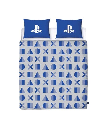 Controller Buttons Reversible Duvet Set White Blue Playstation