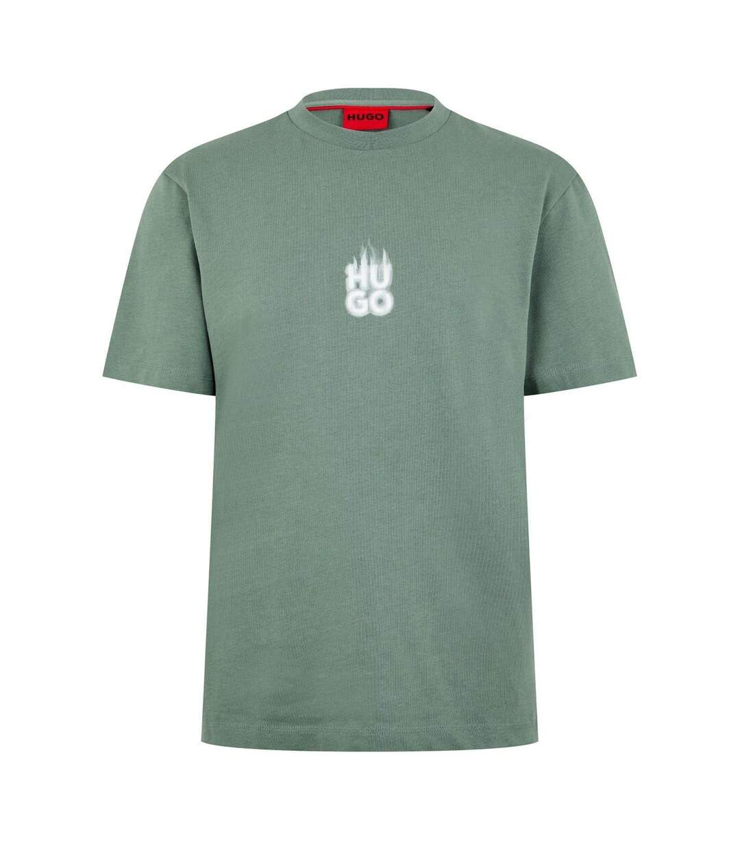 T-shirt Motif/style Logo Flamme Homme Vert Hugo-1