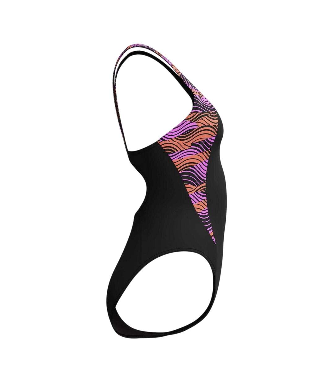 Womens/ladies Splice One Piece Swimsuit Black Pink Speedo-4