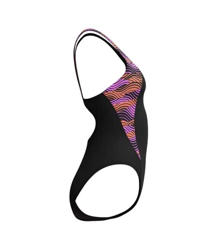 Womens/ladies Splice One Piece Swimsuit Black Pink Speedo
