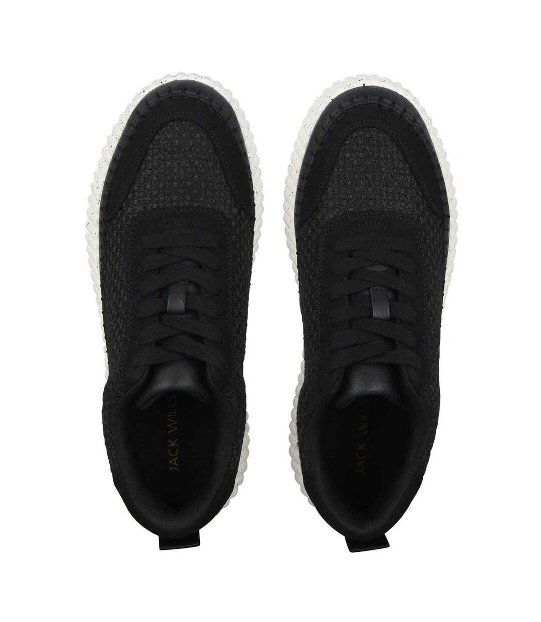 Womens/ladies Knitted Platform Wedge Trainers Black Jack Wills-4