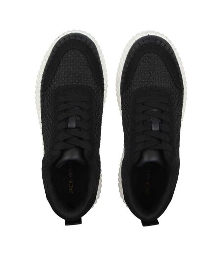 Womens/ladies Knitted Platform Wedge Trainers Black Jack Wills