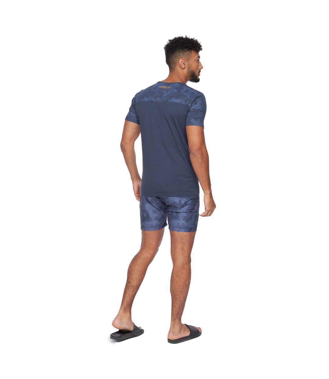 Crosshatch Mens Chemmy Camo T-Shirt (Navy)