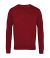 Premier Mens V-Neck Knitted Sweater (Burgundy) - UTRW1131