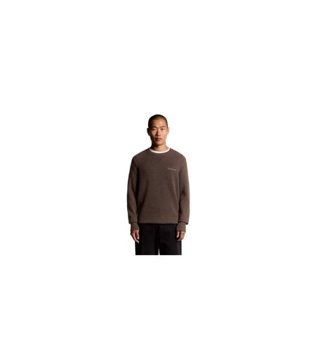 Pull Tricoté Col Ras-du-cou Motif/style Logo Homme Marron Lyle & Scott
