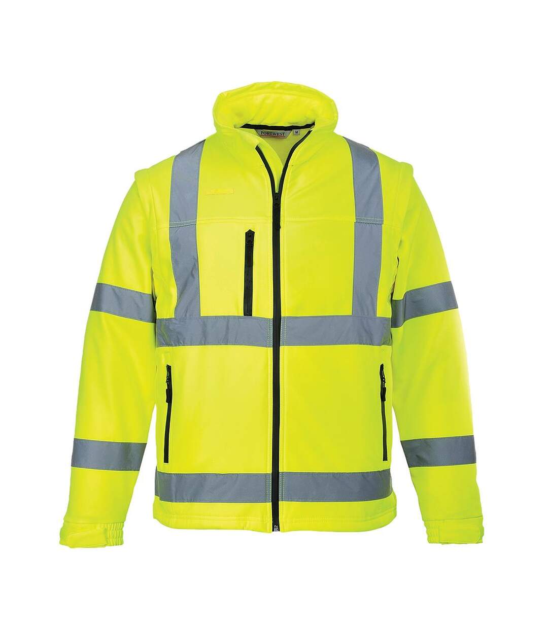 Mens 2 in 1 high-vis soft shell jacket yellow Portwest-1