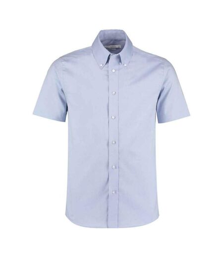 Kustom Kit Mens Premium Oxford Tailored Short-Sleeved Shirt (Light Blue)