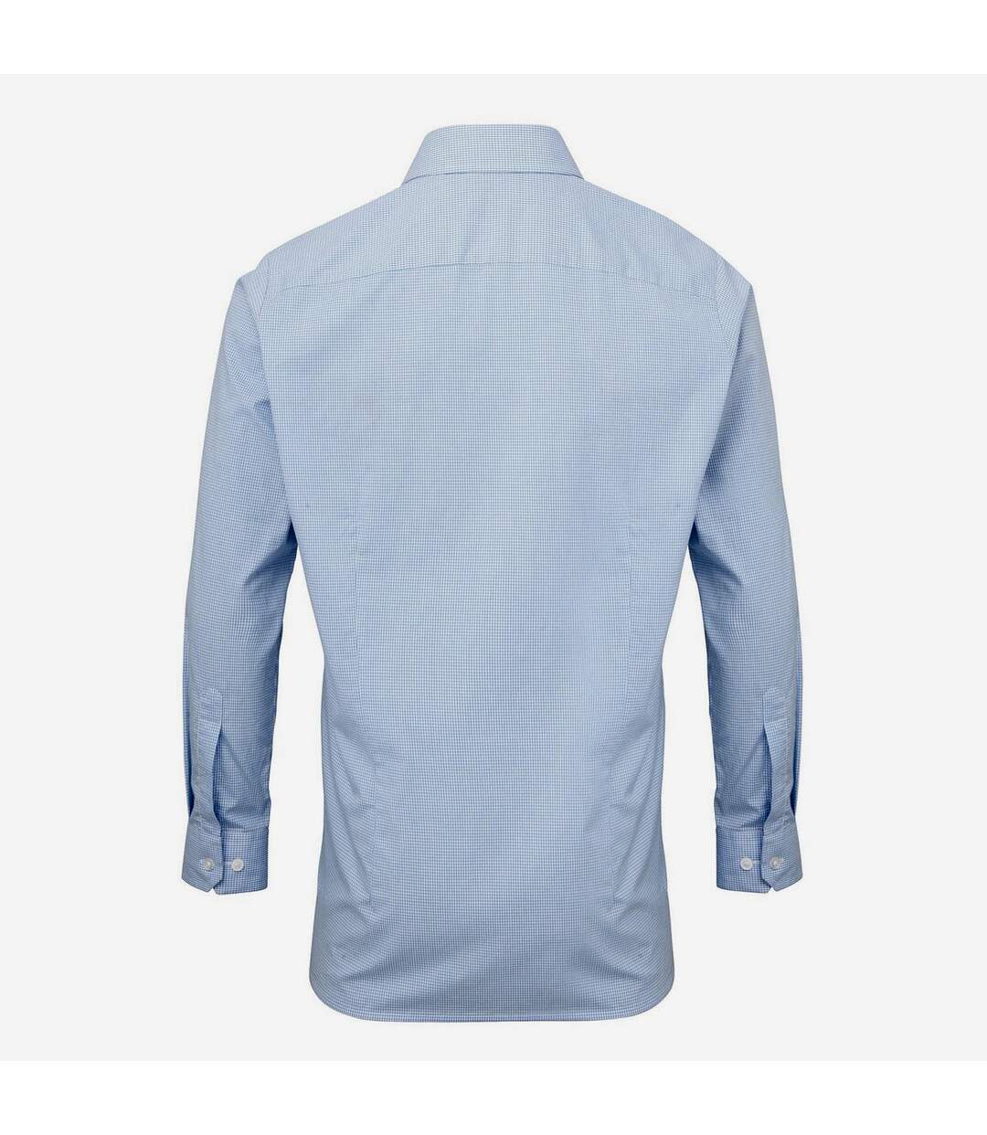 Mens gingham long-sleeved shirt light blue/white Premier