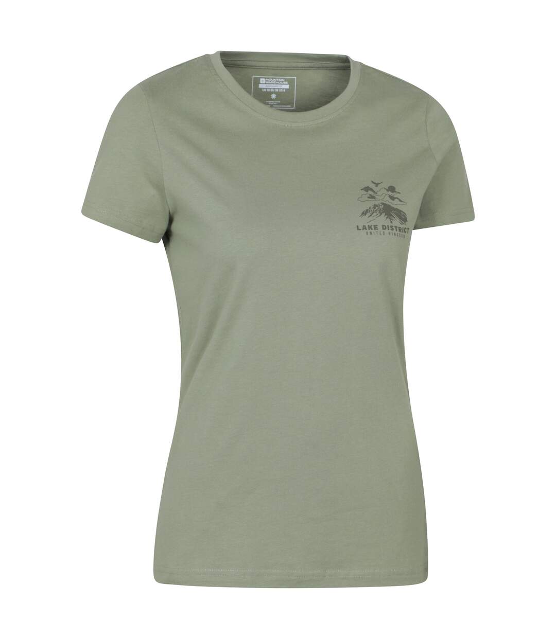 Womens/ladies lake district sunset t-shirt khaki green Mountain Warehouse-3