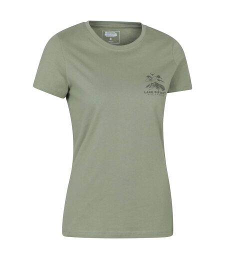 Womens/ladies lake district sunset t-shirt khaki green Mountain Warehouse