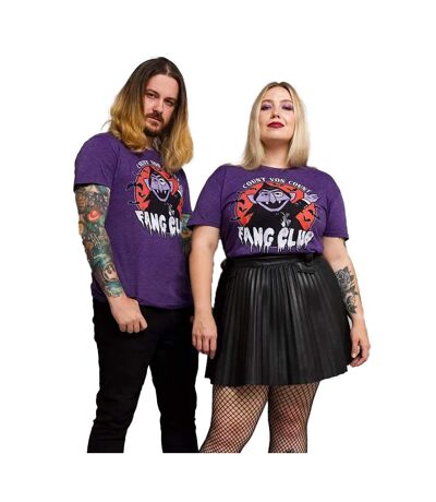 T-shirt Motif Comte Vampirouette Fang Club Adulte Violet Sesame Street