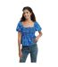 Womens/ladies Square Neck Relaxed Fit Blouse Blue Be You-4