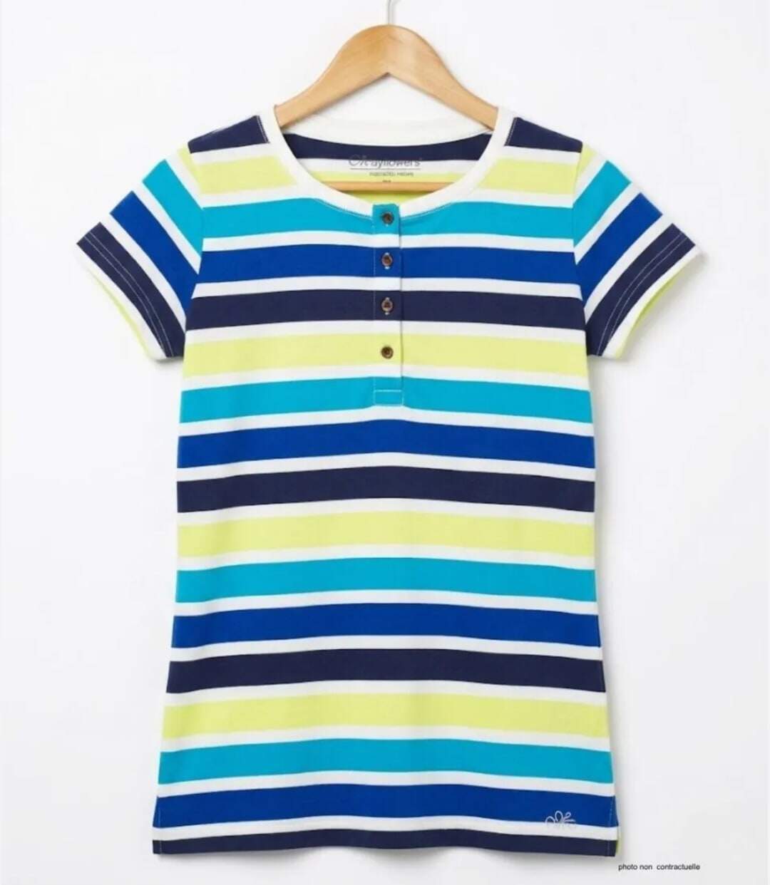 Tee-shirt Mayflower Diwane2 style marinière : le classique boutonné 100% coton-2