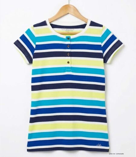 Tee-shirt Mayflower Diwane2 style marinière : le classique boutonné 100% coton