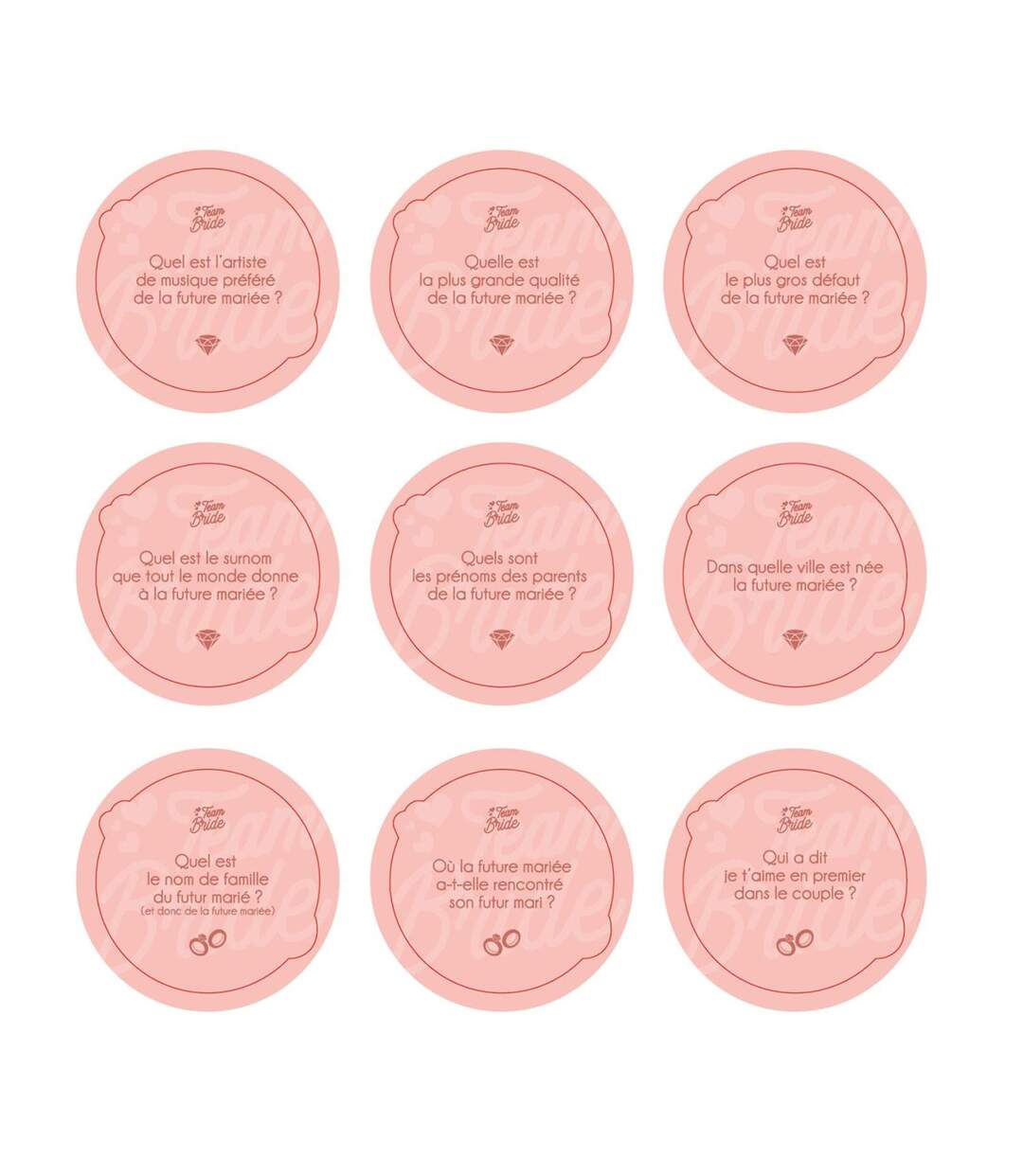 Jeu de 30 Questions EVJF 8cm Rose-2