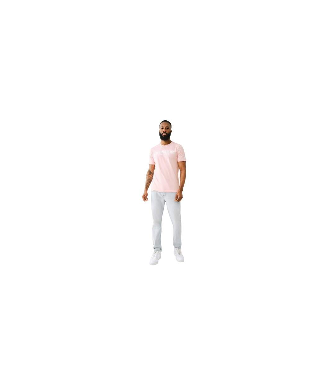 Mens Logo Foil Crew Neck T-shirt Pink True Religion-1
