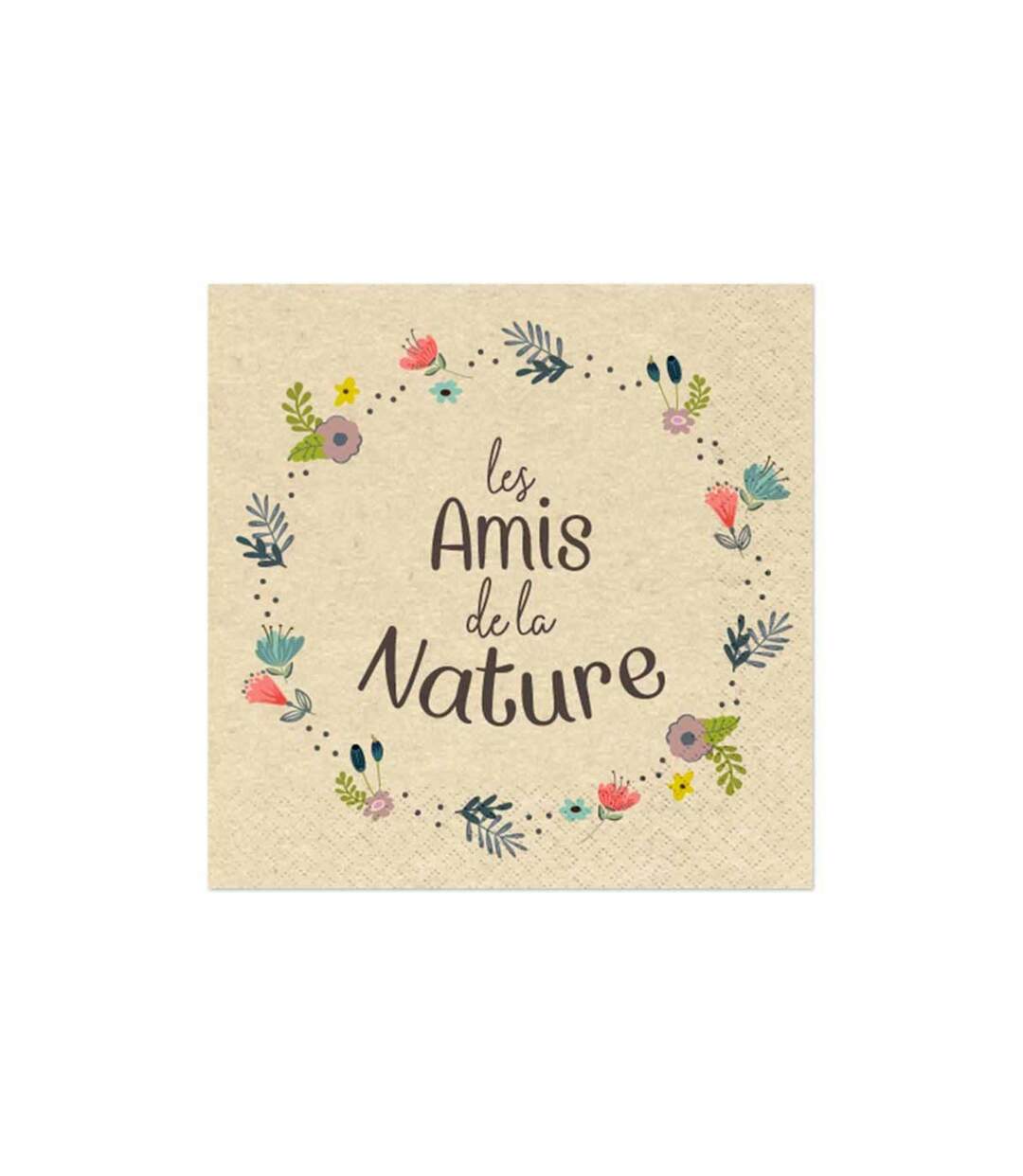 Lot de 20 Serviettes en Papier Amis Nature 33x33cm Naturel-1