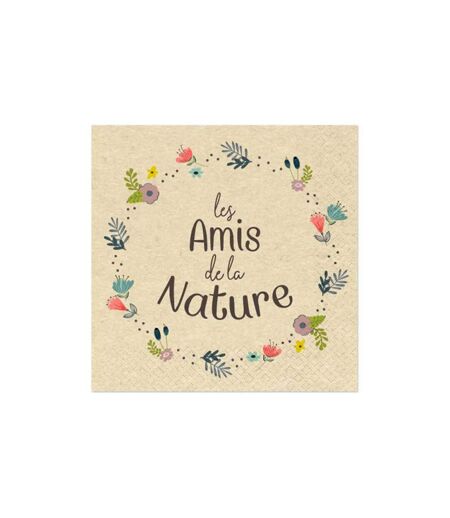 Lot de 20 Serviettes en Papier Amis Nature 33x33cm Naturel