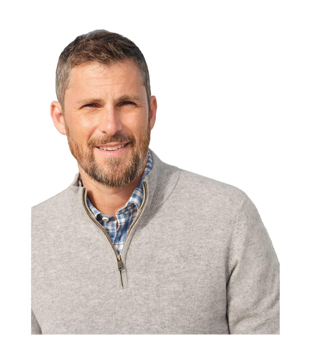 Mens Cashmere Zip Neck Jumper Grey Marl WoolOvers-3