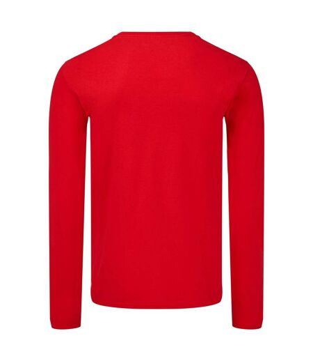 Mens iconic long-sleeved t-shirt red Fruit of the Loom