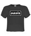 Womens/ladies Oasis Logo Crop Top Charcoal Amplified-1