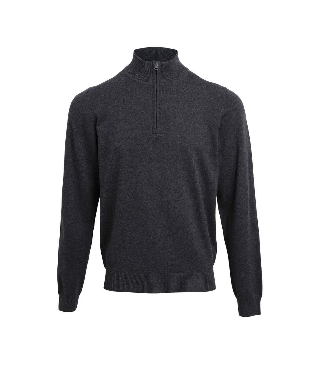 Mens Zip Neck Sweatshirt Charcoal Premier-1