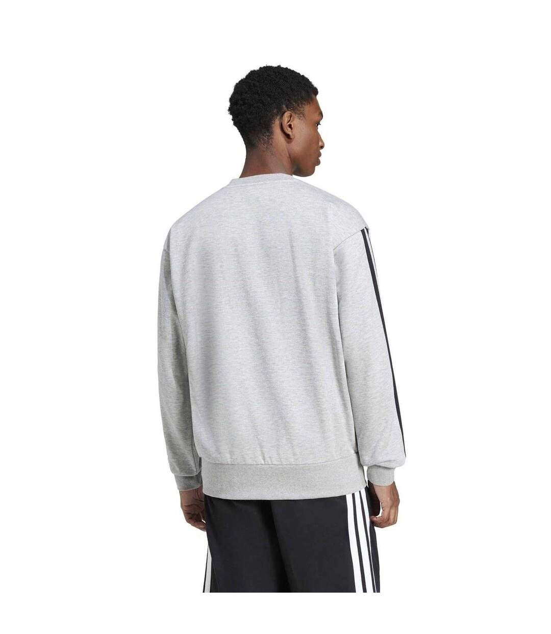 Mens Essentials 3 Stripes Fleece Sweatshirt Medium Grey Adidas-3