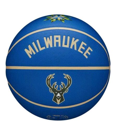 Ballon De Basket Motif/style Nba Milwaukee Bucks Taille 7 Bleu Wilson