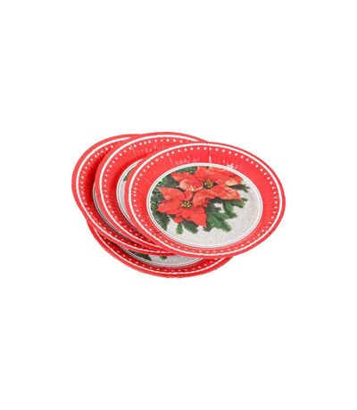 Lot de 6 Assiettes en Carton Poinsettia 23cm Rouge