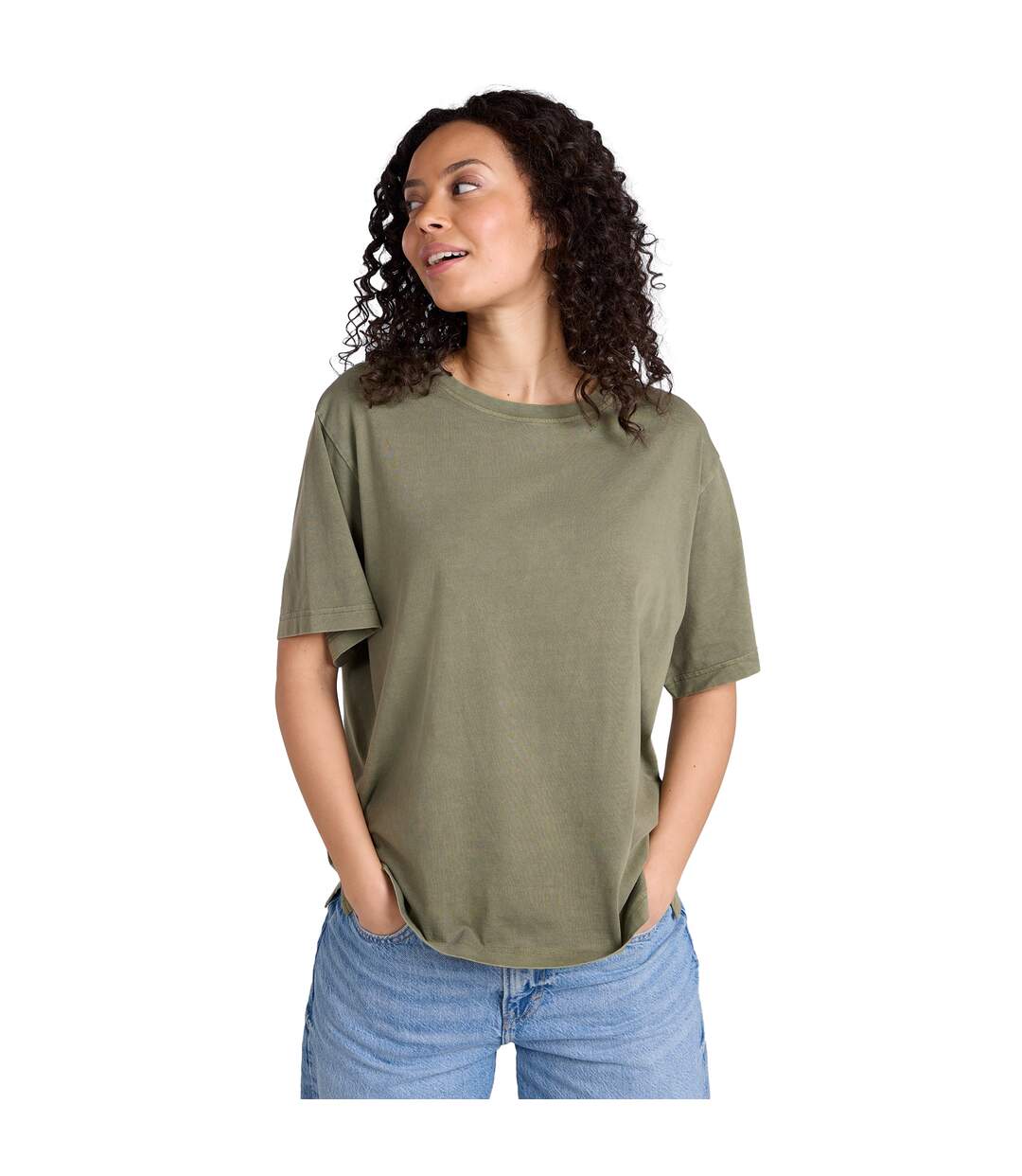 Womens/ladies grace oversized t-shirt khaki green Animal-1