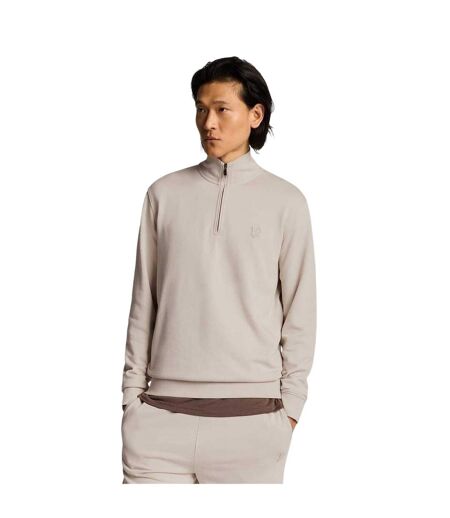 Sweat À Col Montant Zippé Motif/style Logo Brodé Adulte Blanc Cassé Lyle & Scott