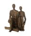 Statuette Couple Assis Câlin 21cm Marron & Or-1