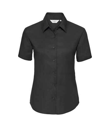Russell Collection Ladies/Womens Short Sleeve Easy Care Oxford Shirt (Black)
